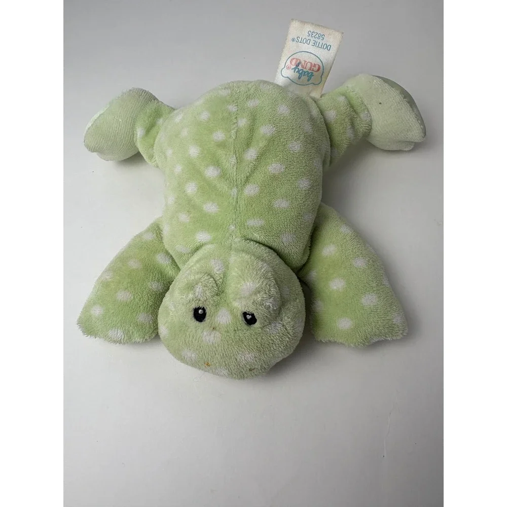 Baby GUND Dottie Dots‎ Frog Plush Toy Green White Polka Dot Rattle 58235